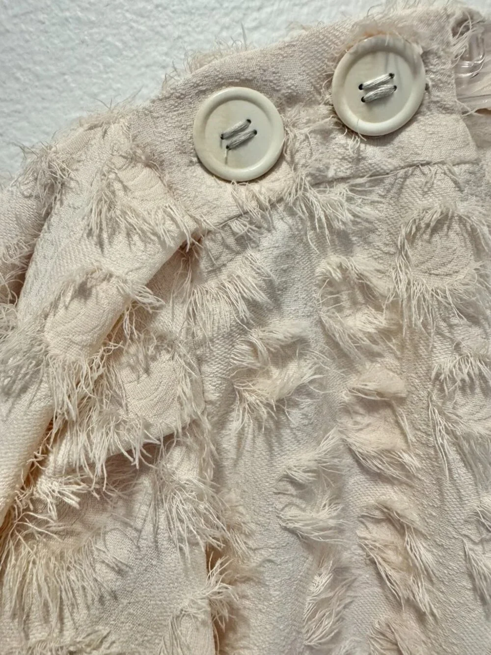 Zara Cream Jacquard Fringed Top Size M